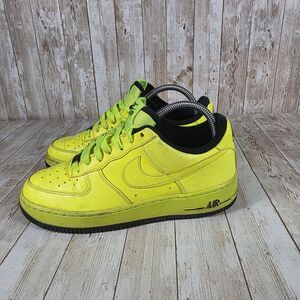Nike Air‎ Force 1 Low Top Neon Yellow Sneakers Casual Shoes Size 6.5Y